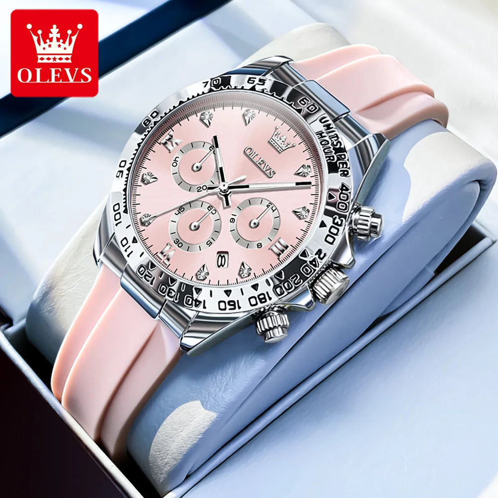 OLEVS 5618 Women Luxury Silicone Strap Quartz Watch