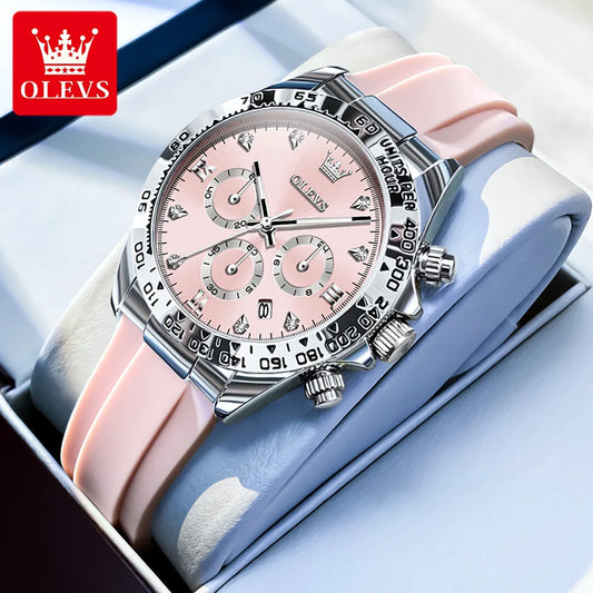 OLEVS 5618 Women Luxury Silicone Strap Quartz Watch