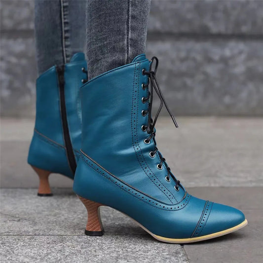 New Lace Up Ladies Victorian Ankle Boots - Venus Trendy Fashion Online