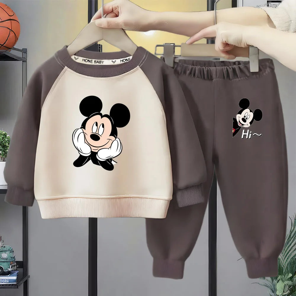 Cartoon's O Neck Spliced Long Sleeve Hoodies Sets
