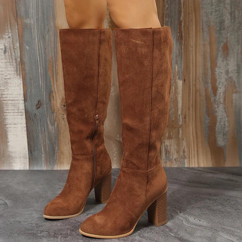 Western Leather High Long Elegant Designer Boots - Venus Trendy Fashion Online