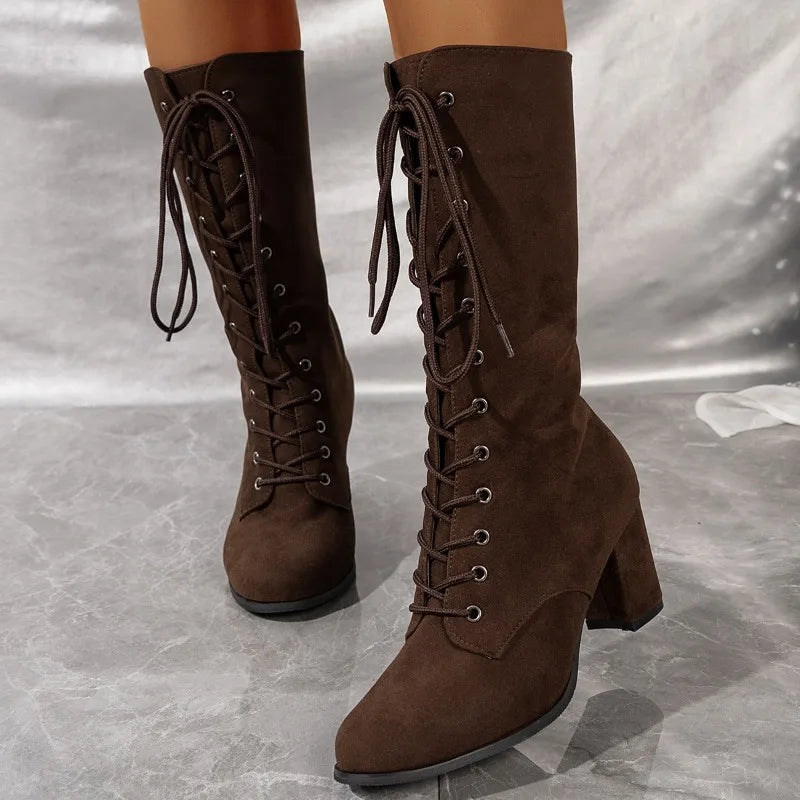Winter New Coarse Heel High Boots