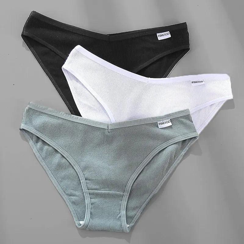 M-4XL Cotton Panties Female 3PCS/Set 6 Solid Color - Venus Trendy Fashion Online