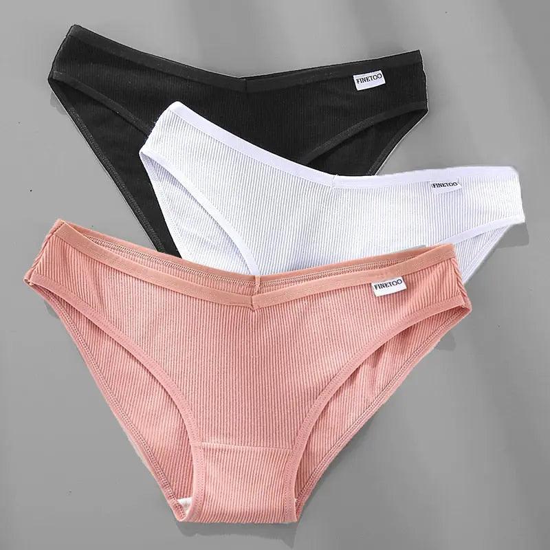 M-4XL Cotton Panties Female 3PCS/Set 6 Solid Color - Venus Trendy Fashion Online