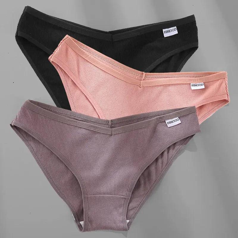 M-4XL Cotton Panties Female 3PCS/Set 6 Solid Color - Venus Trendy Fashion Online