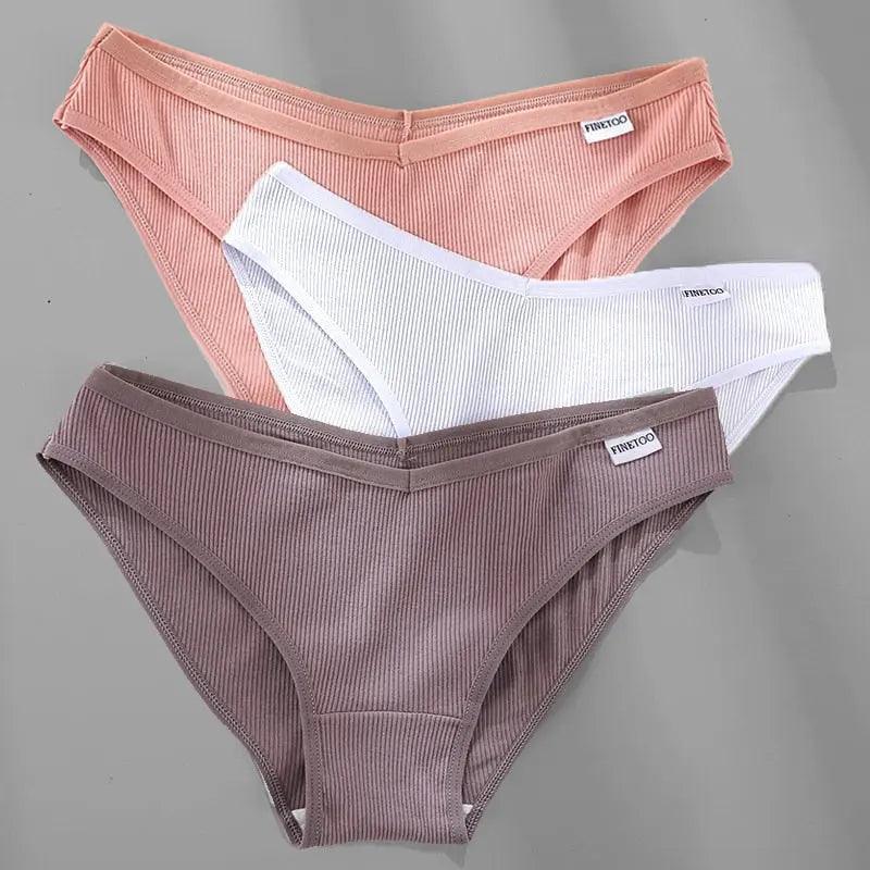 M-4XL Cotton Panties Female 3PCS/Set 6 Solid Color - Venus Trendy Fashion Online