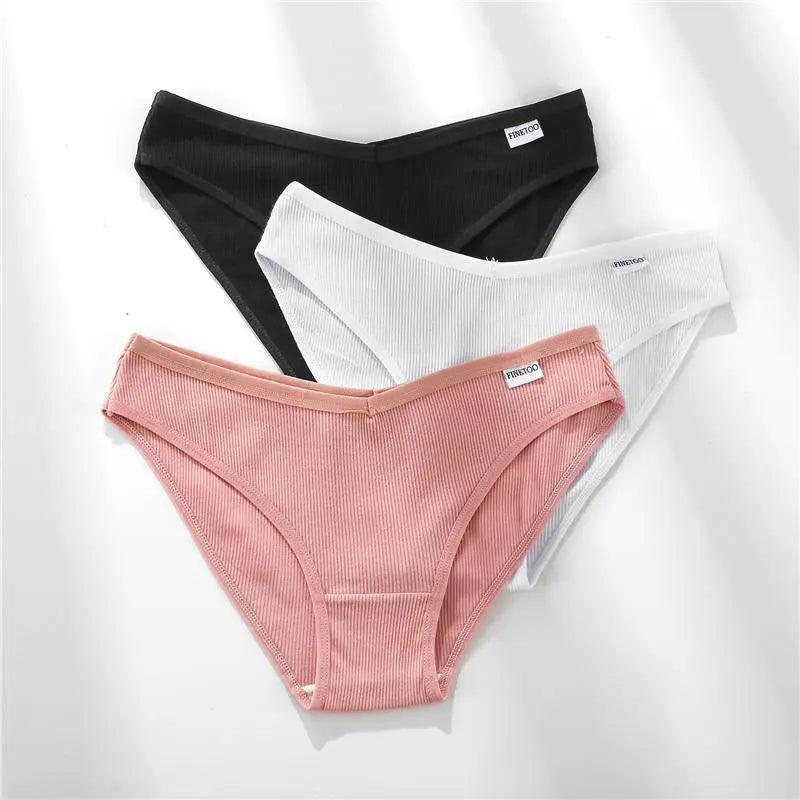 M-4XL Cotton Panties Female 3PCS/Set 6 Solid Color - Venus Trendy Fashion Online