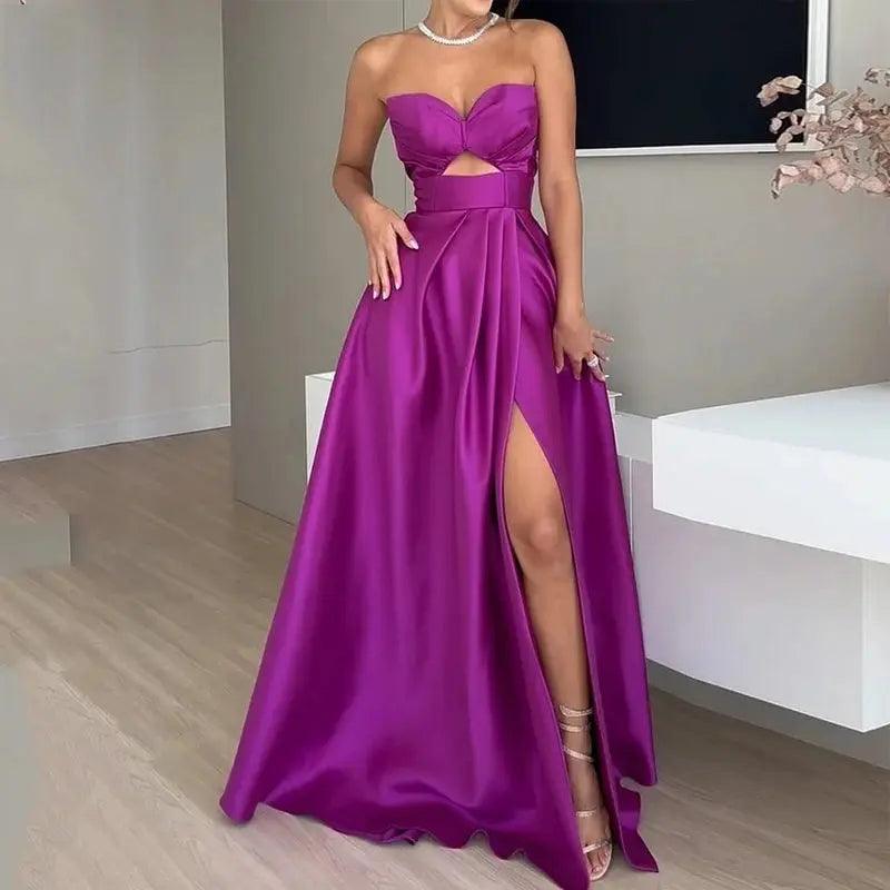 Sexy Solid Off Shoulder Sleeveless Party Dress - Venus Trendy Fashion Online