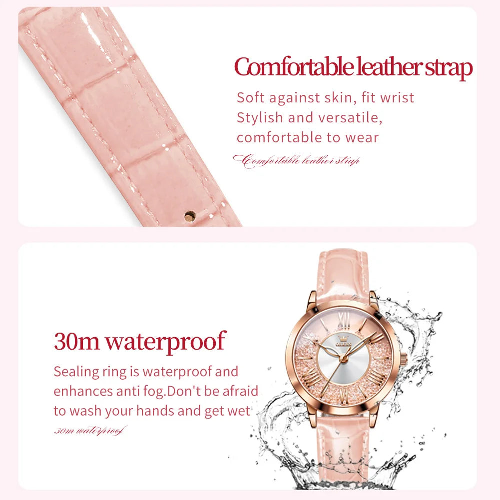 OLEVS 5539 Quartz Woman Flowing Crystal Design Watch