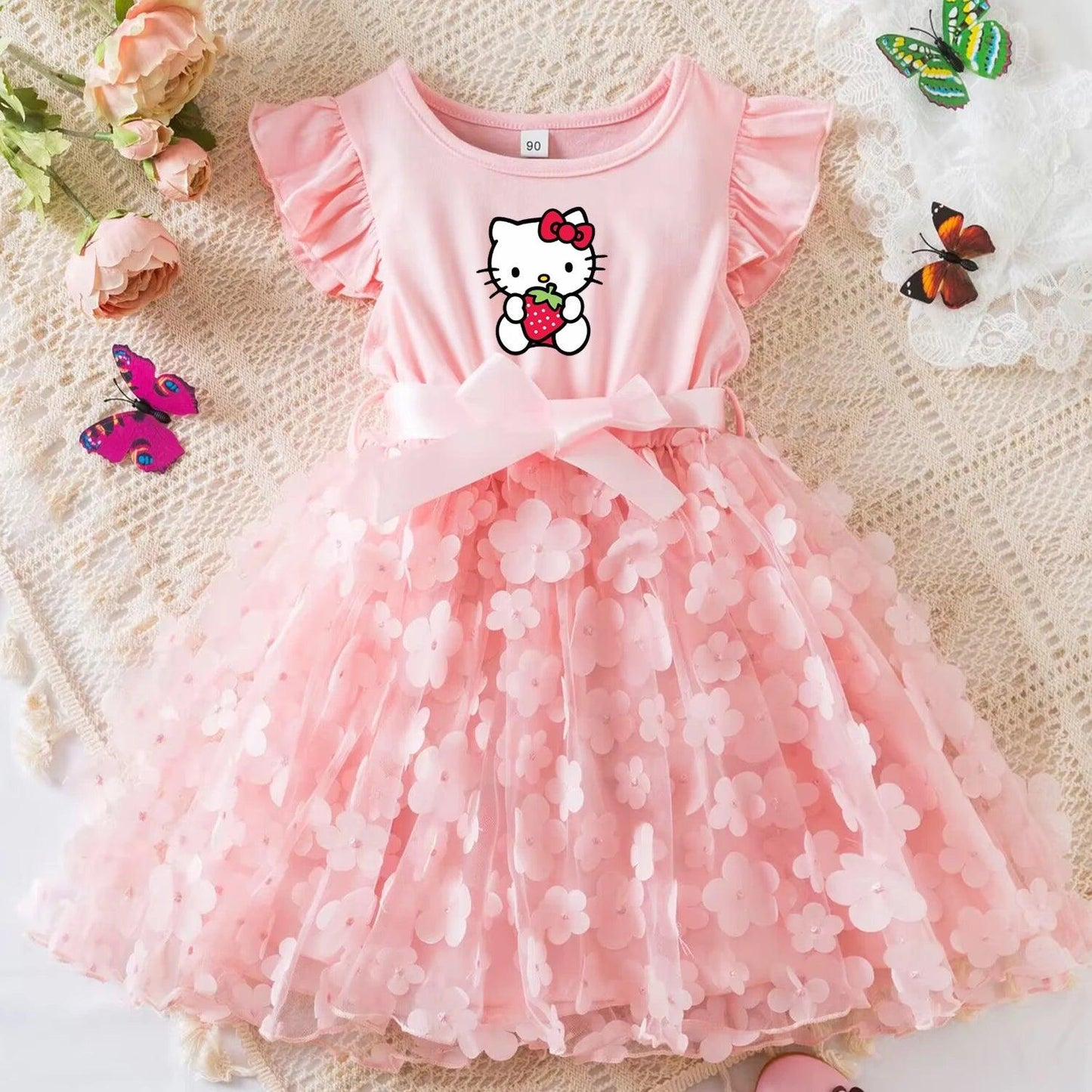 Summer 3D Butterfly Girls Princess Dress - Venus Trendy Fashion Online