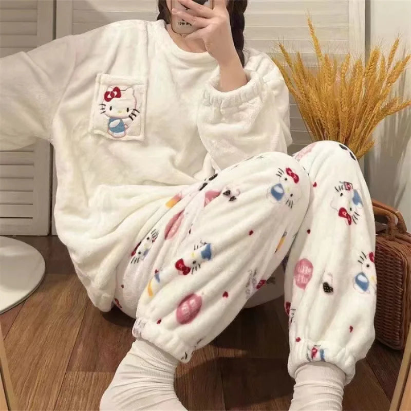 Cartoon's Flannel Women Warm Pajamas