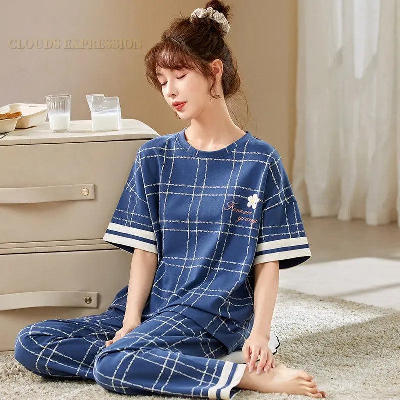 Short Sleeved Cartoon Bear Pajama Sets - Venus Trendy Fashion Online