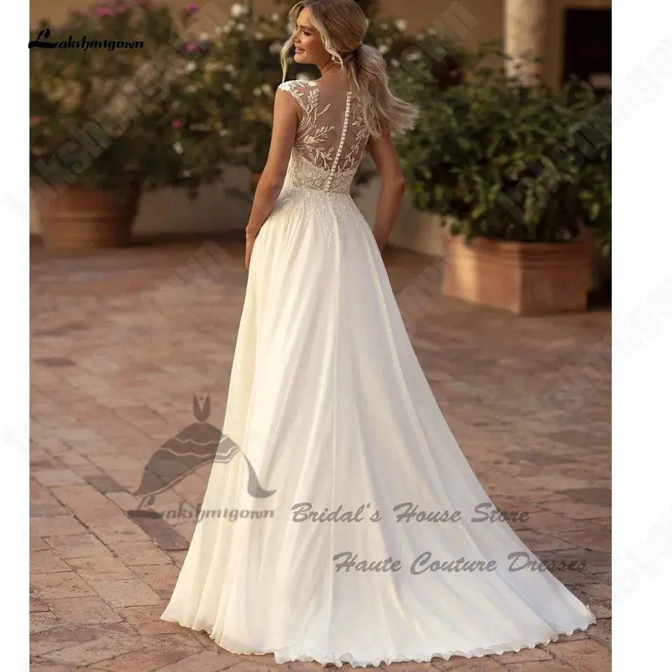 Simple Chiffon Bridal Beach Wedding Dress - Venus Trendy Fashion Online