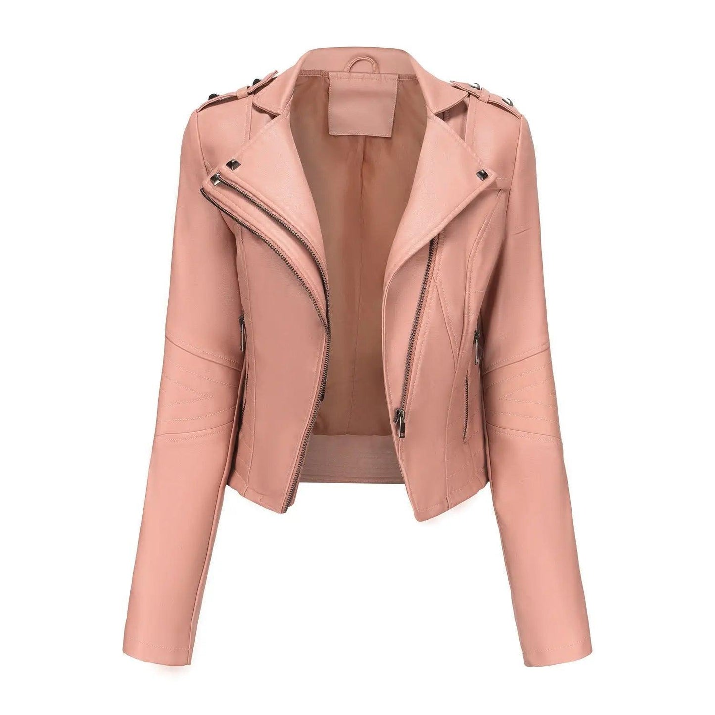 Slim Fit Long Sleeved Leather Jacket for Women - Venus Trendy Fashion Online