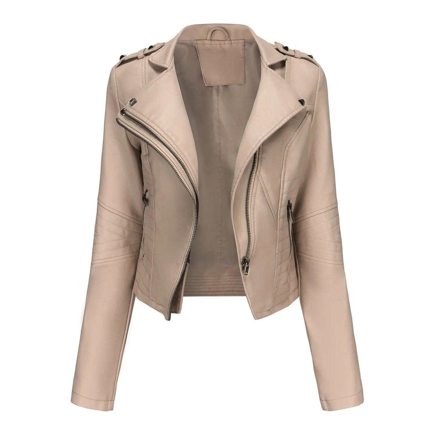 Slim Fit Long Sleeved Leather Jacket for Women - Venus Trendy Fashion Online