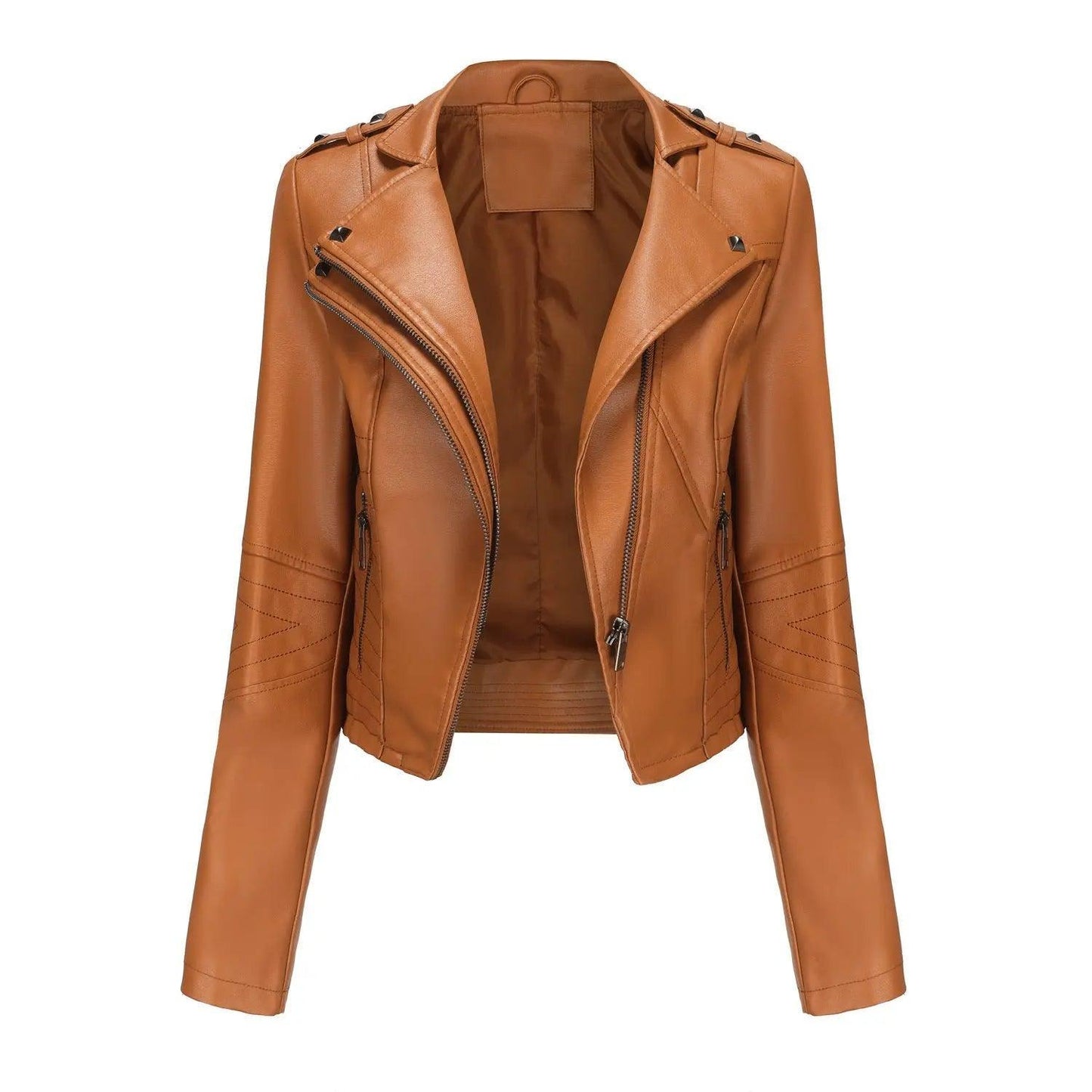 Slim Fit Long Sleeved Leather Jacket for Women - Venus Trendy Fashion Online