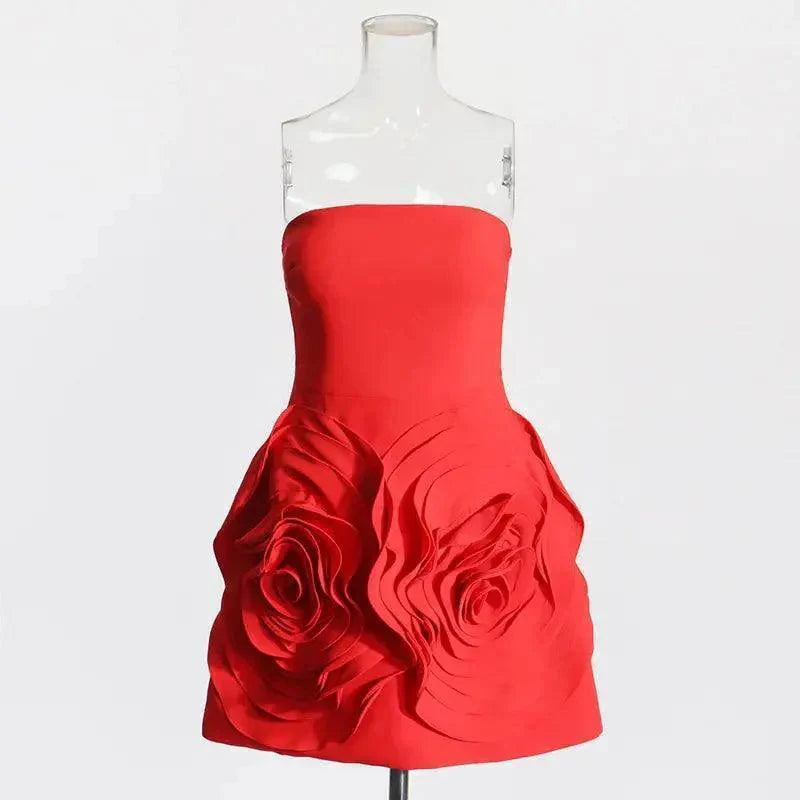 Solid Sexy Patchwork Appliques Dress - Venus Trendy Fashion Online