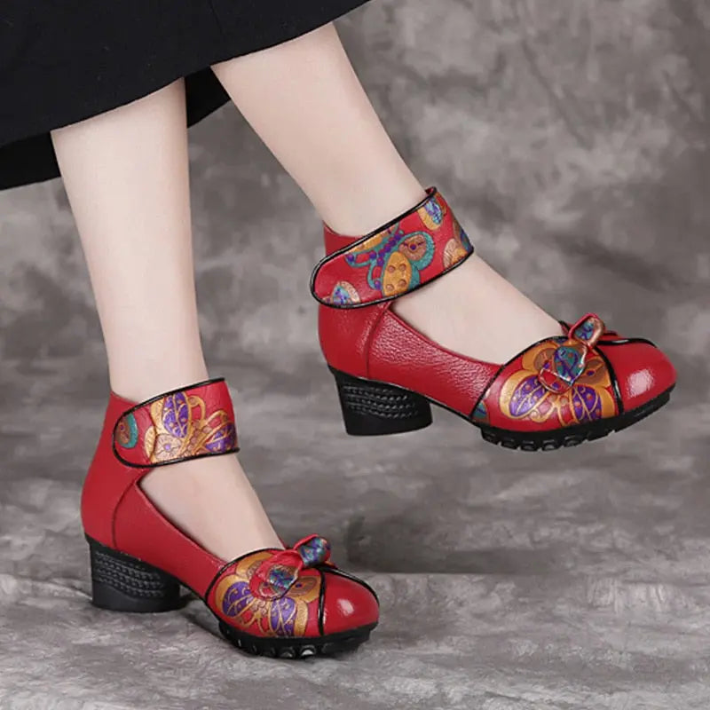 Spring Autumn New Retro Genuine Leather Platform Shoes - Venus Trendy Fashion Online