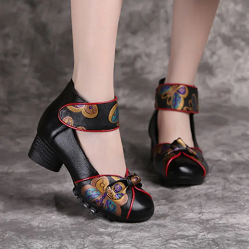 Spring Autumn New Retro Genuine Leather Platform Shoes - Venus Trendy Fashion Online