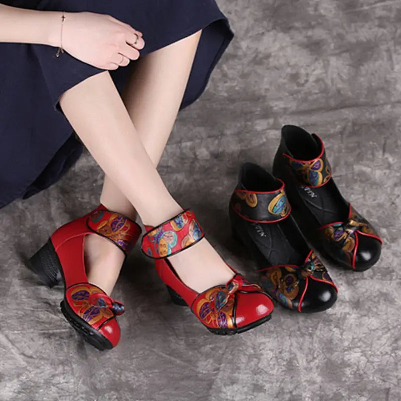 Spring Autumn New Retro Genuine Leather Platform Shoes - Venus Trendy Fashion Online