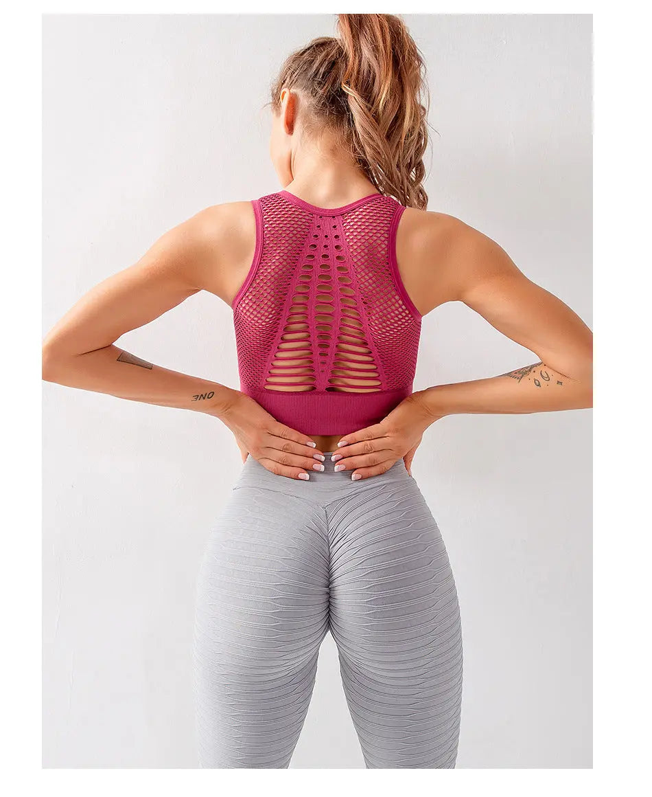 Summer Hollow Out Cutout Out Beauty Back Seamless Sports Bra Women Shockproof Push Up Yoga Running Fitness Underwear - Venus Trendy Fashion Online