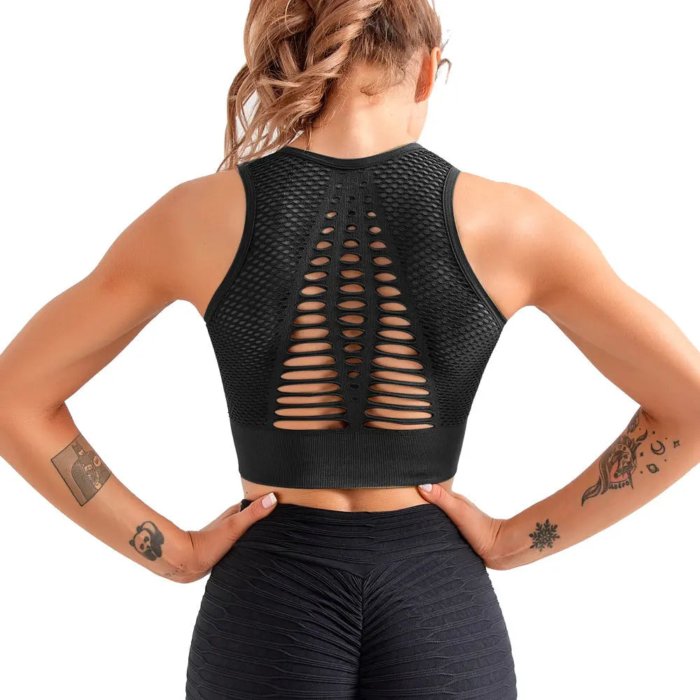 Summer Hollow Out Cutout Out Beauty Back Seamless Sports Bra Women Shockproof Push Up Yoga Running Fitness Underwear - Venus Trendy Fashion Online