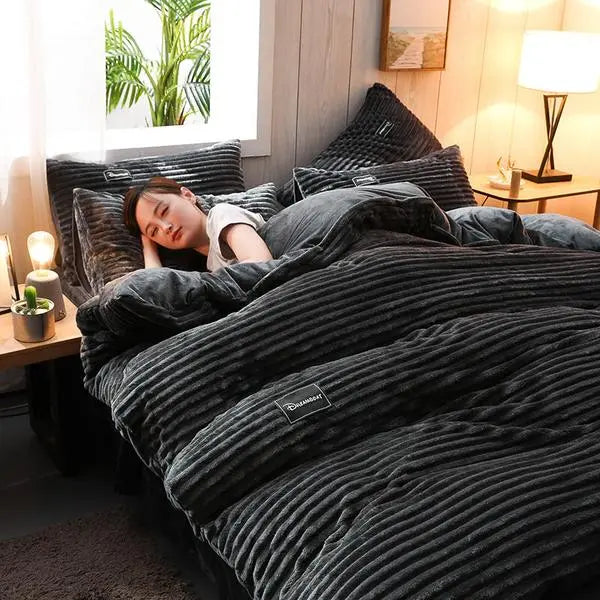 Thicken Corduroy Velvet Bedding Set - Venus Trendy Fashion Online