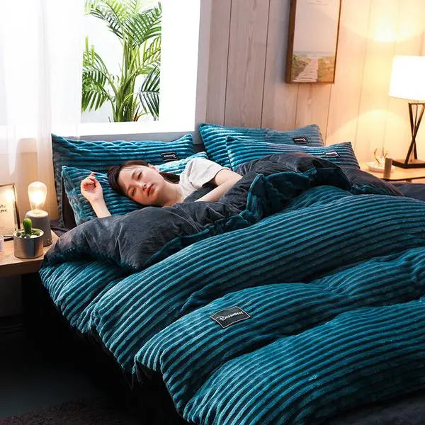 Thicken Corduroy Velvet Bedding Set - Venus Trendy Fashion Online