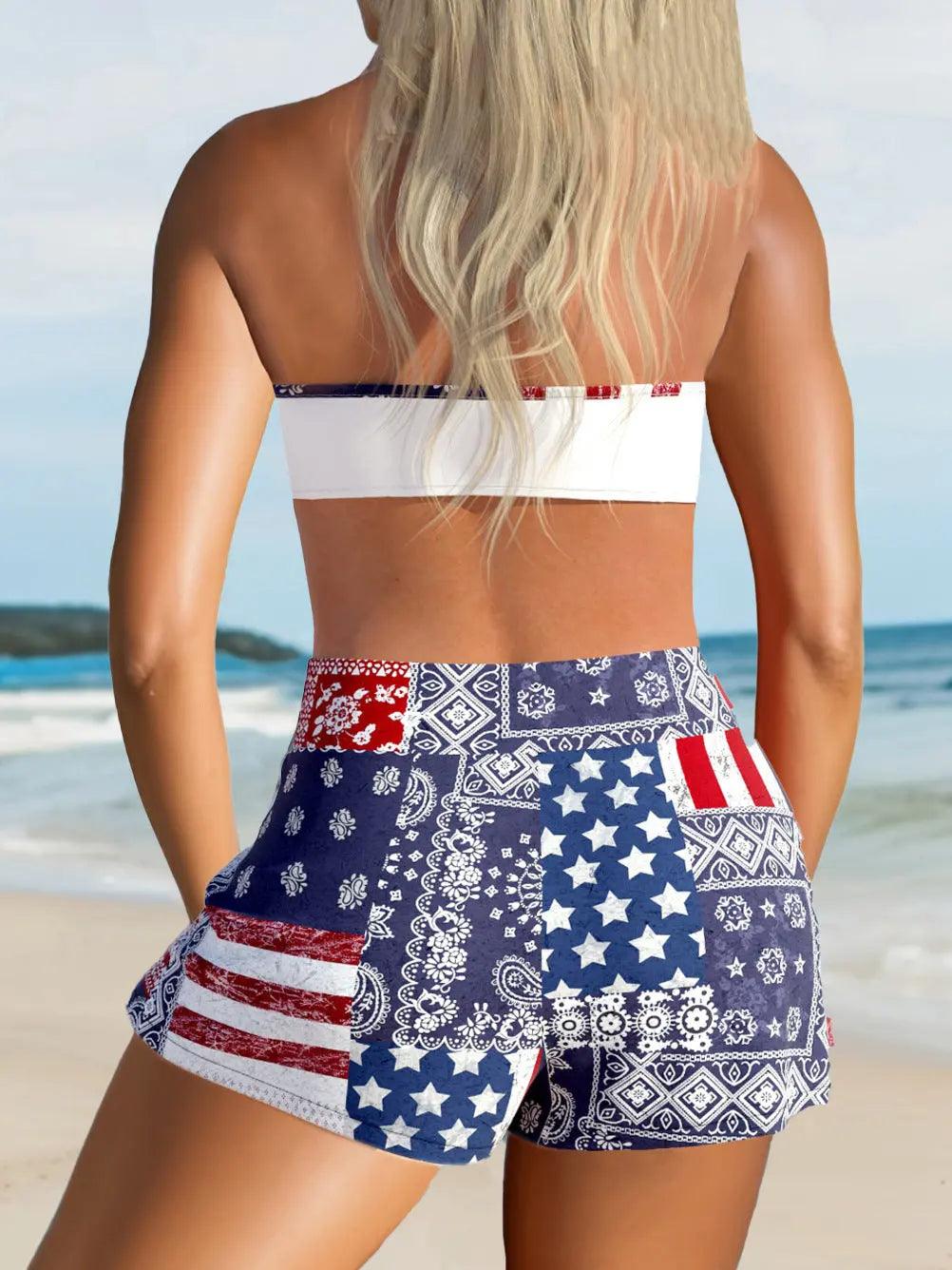 Three-Piece Bikini plus Size Seaside Vacation Boxers - Venus Trendy Fashion Online