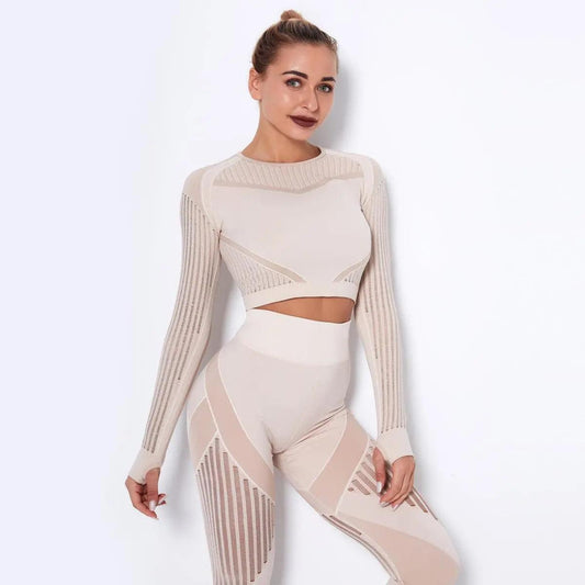 Top Quick-Drying Running Yoga Clothes Seamless Workout Long Sleeve - Venus Trendy Fashion Online