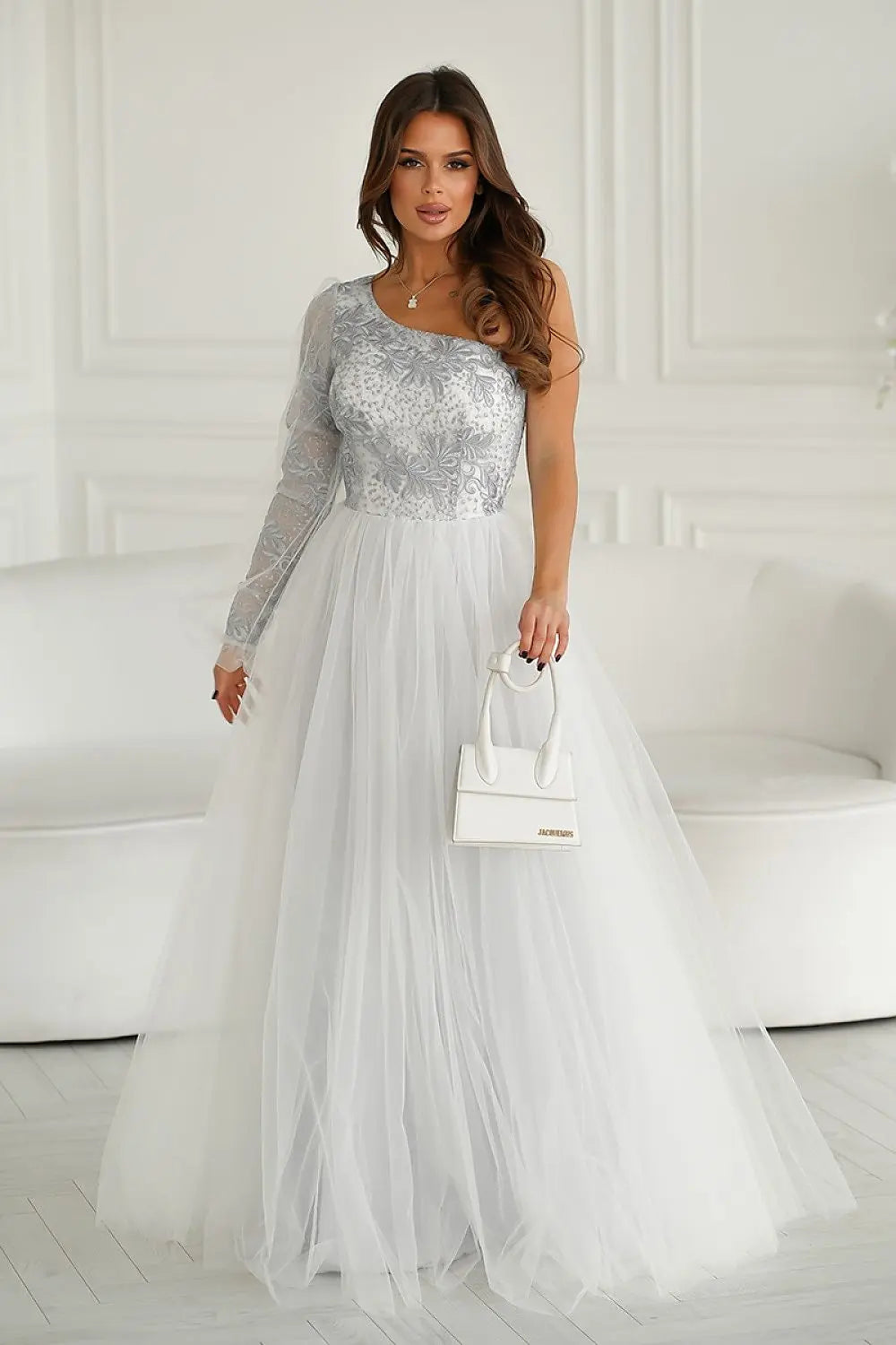 White Color One Shoulder Lovely Long dress - Venus Trendy Fashion Online