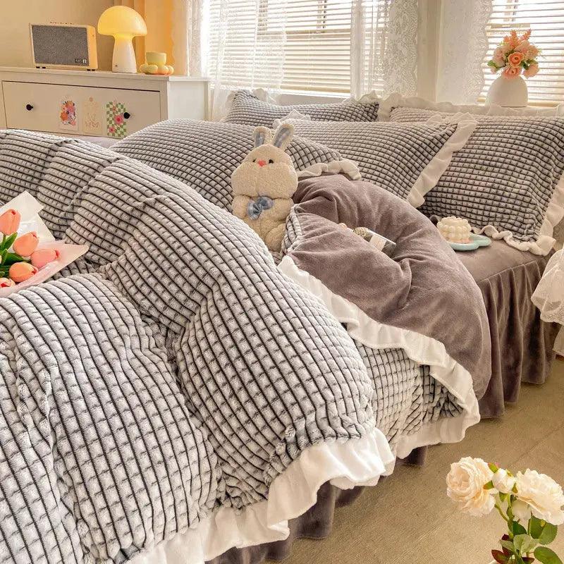 Winter Thicken Flannel Duvet Cover Bedding Set - Venus Trendy Fashion Online