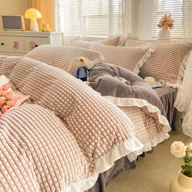 Winter Thicken Flannel Duvet Cover Bedding Set - Venus Trendy Fashion Online