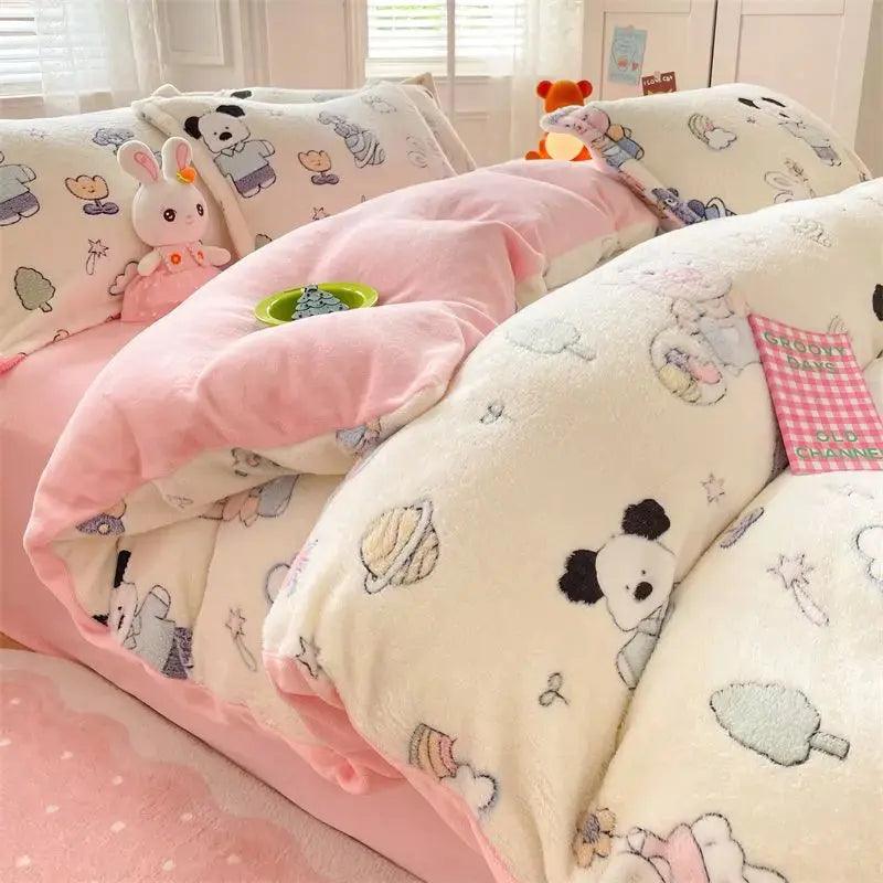 Winter Thickened Padded Warm Duvet Cover Set - Venus Trendy Fashion Online