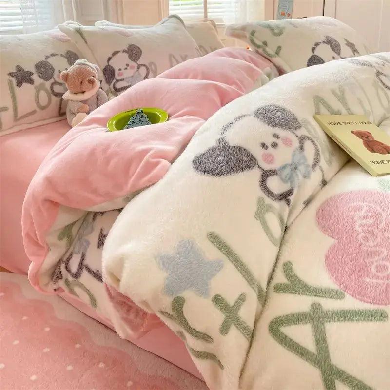 Winter Thickened Padded Warm Duvet Cover Set - Venus Trendy Fashion Online