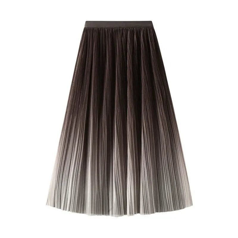 Women Elegant Graceful Gradient Color Pleated Skirt - Venus Trendy Fashion Online