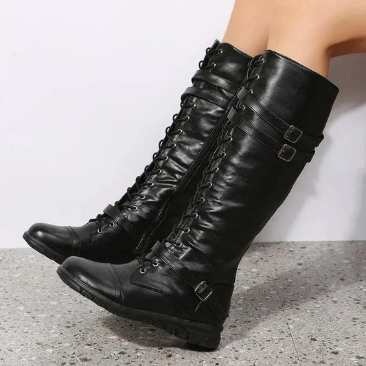 Women High Long Leather Platform Boots - Venus Trendy Fashion Online