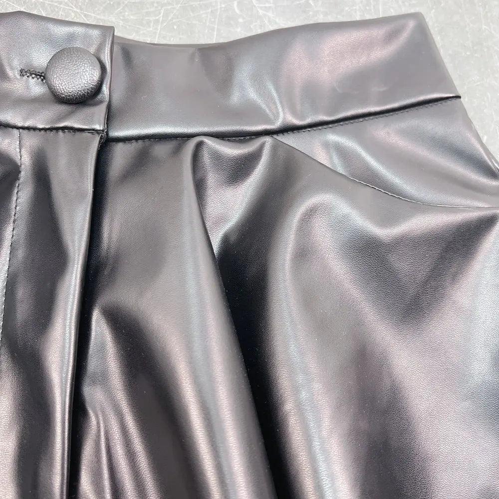 Women High Waist Faux Leather Pants Skirt - Venus Trendy Fashion Online