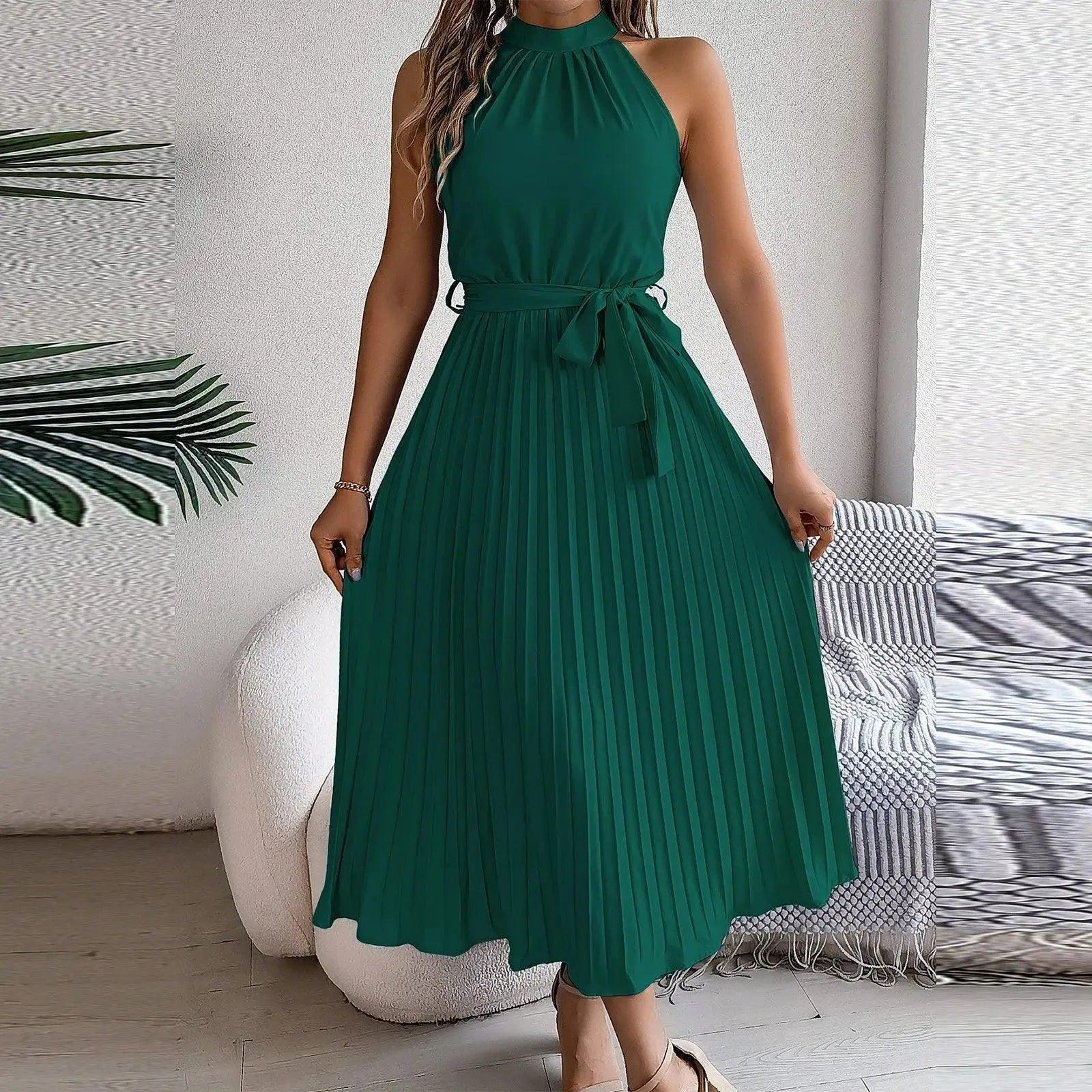 Women Sexy Sleeveless Halterneck Elegant Dresses - Venus Trendy Fashion Online