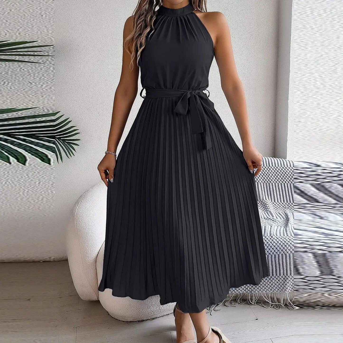 Women Sexy Sleeveless Halterneck Elegant Dresses - Venus Trendy Fashion Online