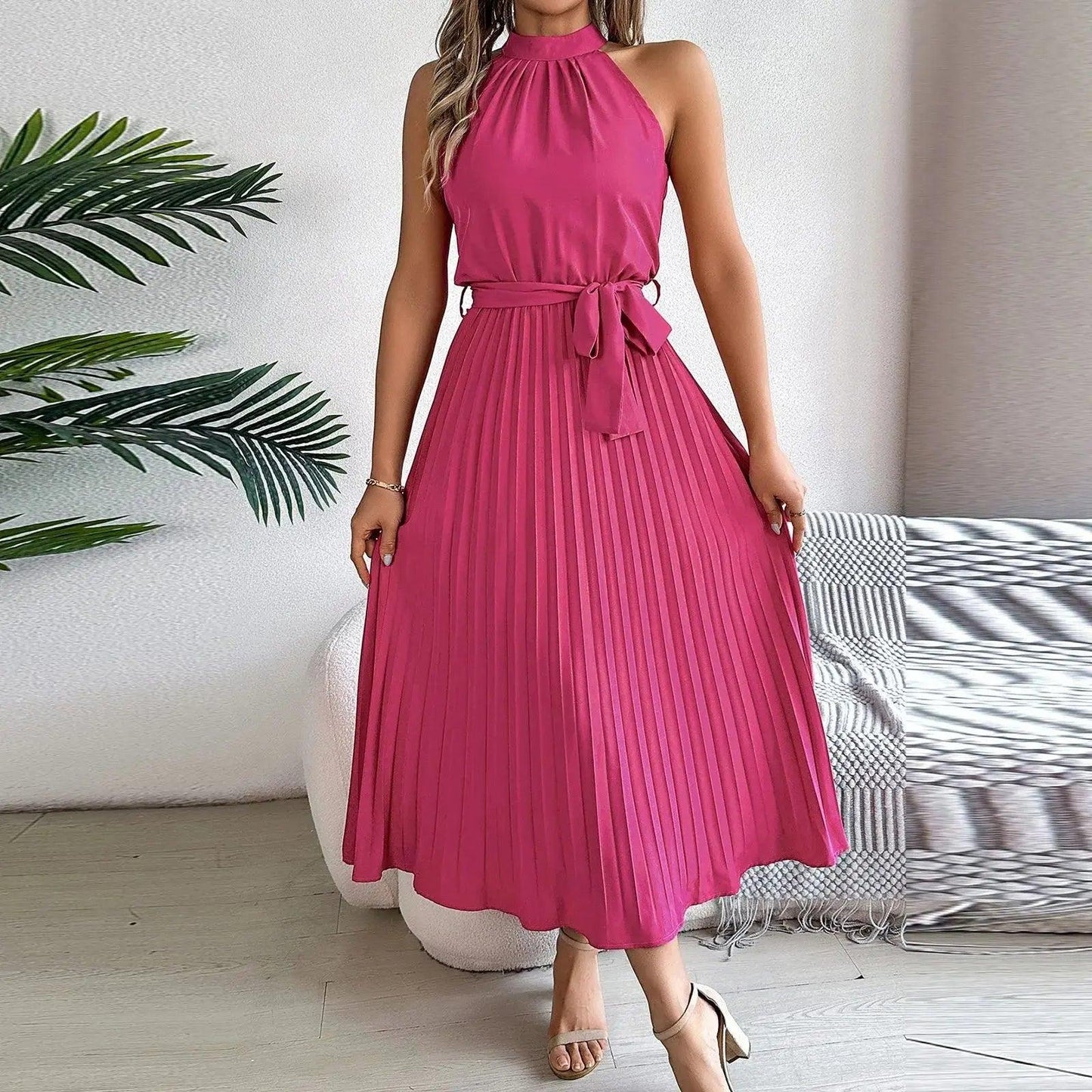 Women Sexy Sleeveless Halterneck Elegant Dresses - Venus Trendy Fashion Online