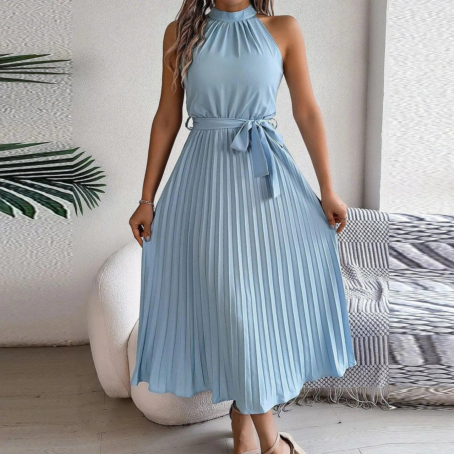 Women Sexy Sleeveless Halterneck Elegant Dresses - Venus Trendy Fashion Online