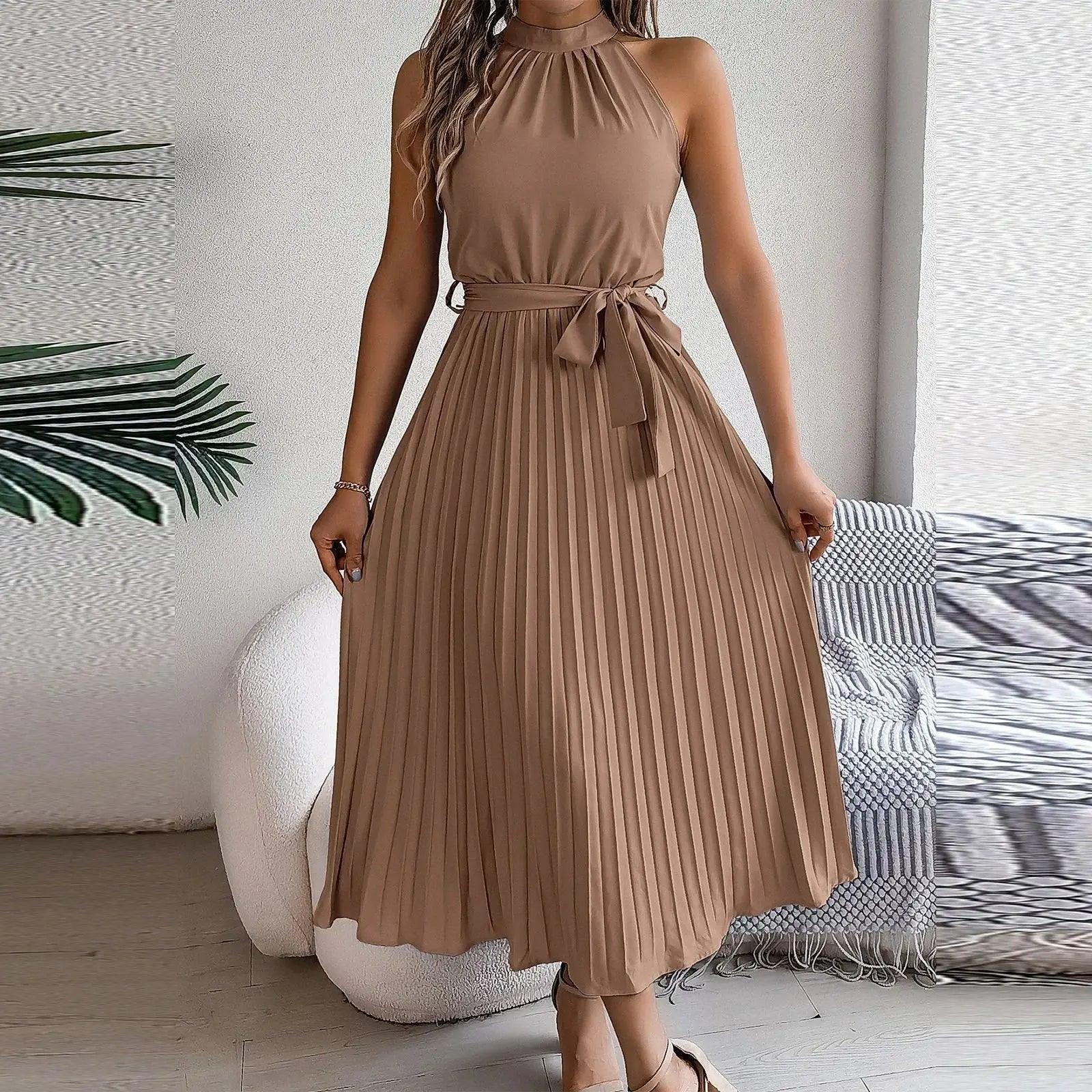 Women Sexy Sleeveless Halterneck Elegant Dresses - Venus Trendy Fashion Online