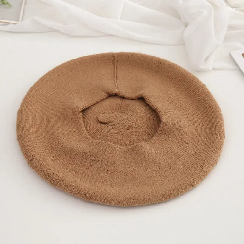 Women retro warm knitting artist hat casual pumpkin hat - Venus Trendy Fashion Online