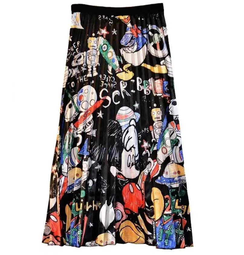 Women's Cartoon Printed Midi Long Skirts - Venus Trendy Fashion Online