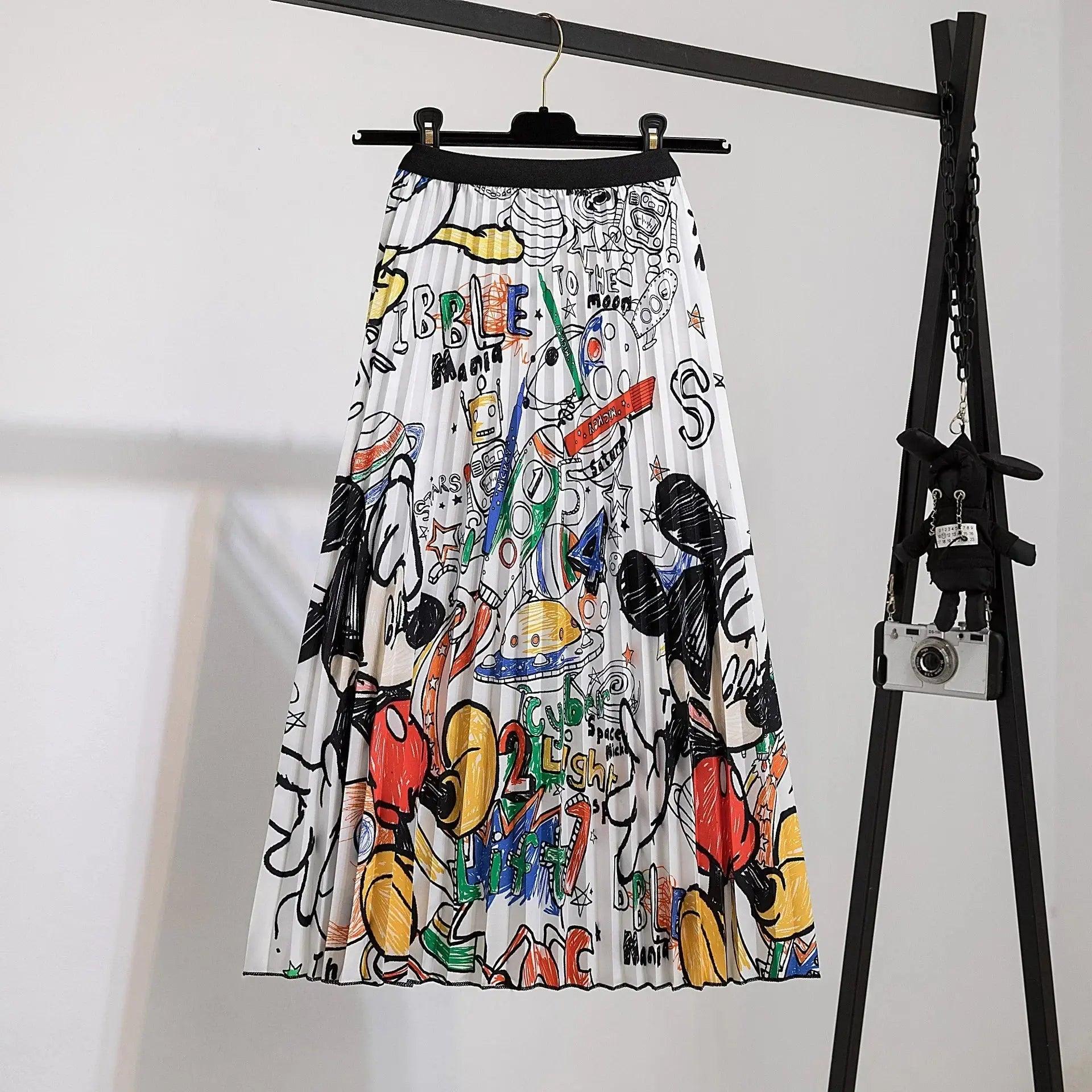 Women's Cartoon Printed Midi Long Skirts - Venus Trendy Fashion Online