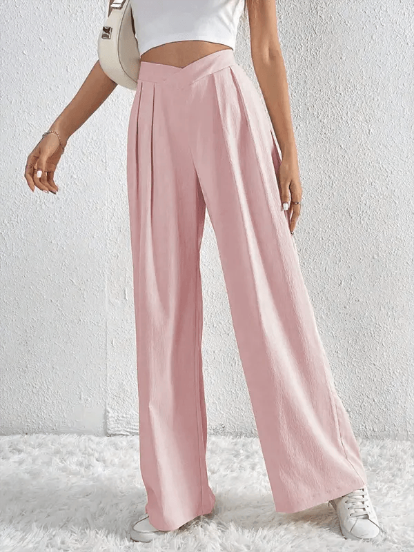 Women's Commuter Style Pleated Casual Wide Leg Pants Loose Trousers - Venus Trendy Fashion Online