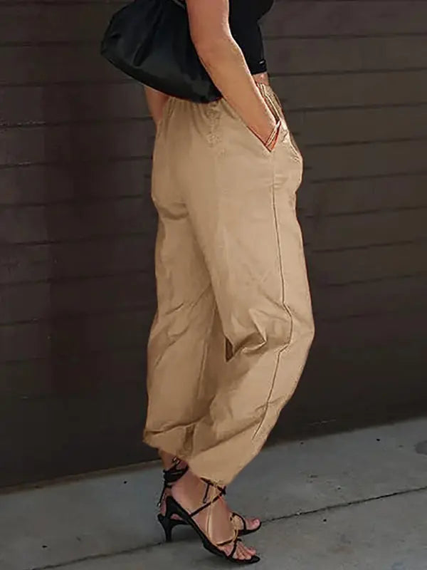 Women's Pants Casual Solid Color Pocket Elastic Waist Jogging Hip Hop Dance Pants - Venus Trendy Fashion Online