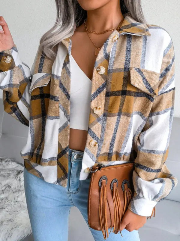 Women’s Thick Collared Plaid Flannel Cardigan - Venus Trendy Fashion Online