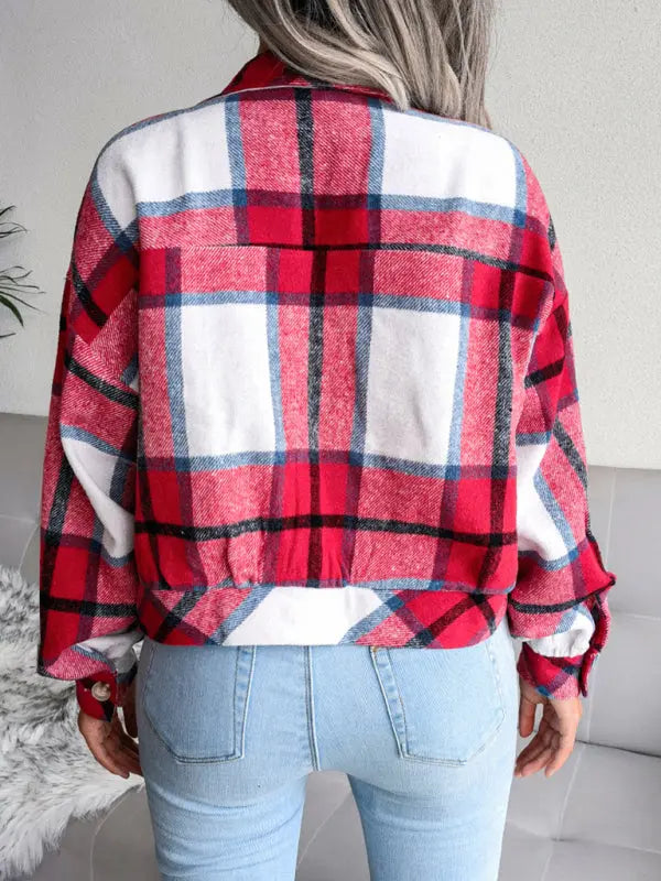 Women’s Thick Collared Plaid Flannel Cardigan - Venus Trendy Fashion Online